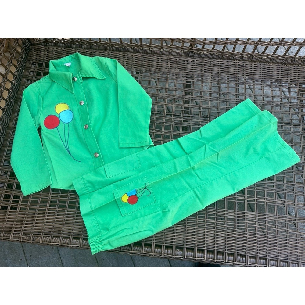 VTG 1970's Sears Perma-Prest Live Green Balloon Suit Size 5 boys